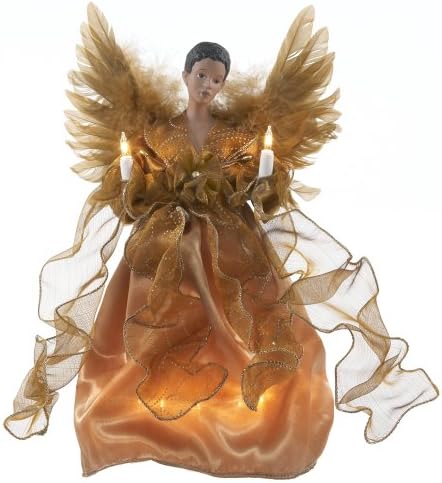 Kurt Adler UL 10-Light African American Angel Christmas Treetop Figurine, 13-Inch, Gold by KurtSAdler