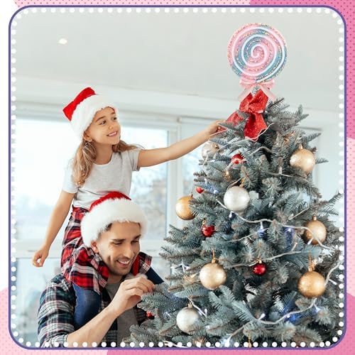 WHYMEO 7.9 Inch Candy Christmas Tree Topper, Peppermint Swirl Decor - Image 5