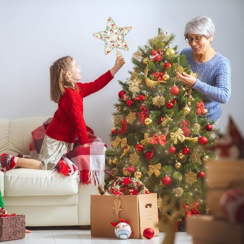 Whaline Christmas Star Tree Topper Gold 3D Star Tree Top with LED Lights Battery Powered Treetop Ornament for Xmas Winter Party Favor Indoor Outdoor Decor - Image 7