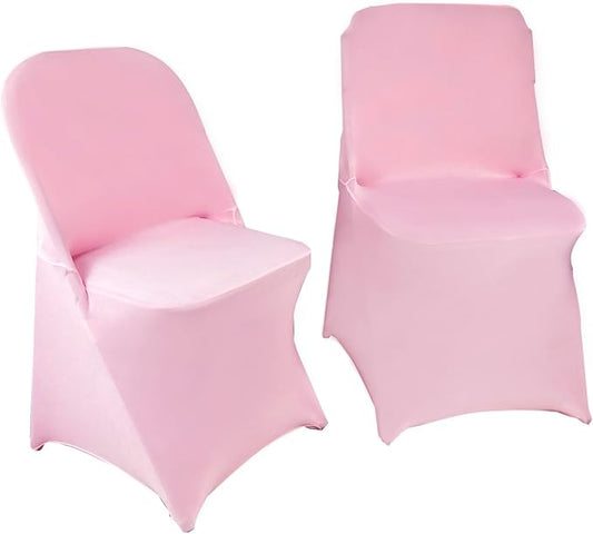 10PCS Stretch Spandex Folding Waterproof Chair Covers,Universal Fitted Chair Cover Protector for Wedding Party Banquet Holidays Celebration Decoration(Pink)