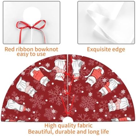 Cat Christmas Tree Skirt Funny Tree Mat for Farmhouse Xmas Holiday Party Decorations Indoor Outdoor 36 Inch - Image 3