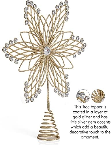 Flower Jewel Christmas Tree Topper - Gold Star Holiday Ornament Decoration - Image 2