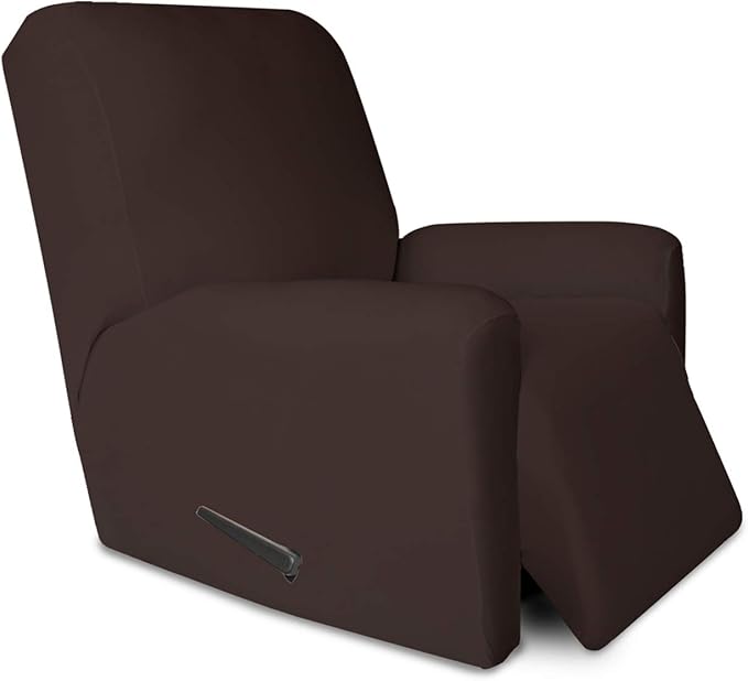 PureFit Super Stretch Chair Sofa Slipcover with Pocket ?€? Spandex Non Slip Soft Couch Sofa Cover, Washable Furniture Protector with Elastic Bottom for Kids, Pets ???Recliner, Chocolate???