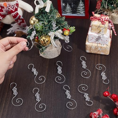 120Pcs Antique Silver Christmas Ornament Hooks Iron S-Shaped Metal Hooks Ornament Hook with Acrylic Beads Decorative Ornament Hanging Hangers for Tree Festival Decoration - Image 3
