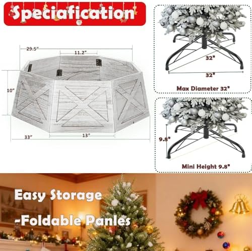 [2025 New] Natural Wood Christmas Tree Collar Stand for Real Trees up to 7.5ft, Durable Tree Base Cover with Easy Installation, Home Holiday Christmas Decoration (Washer White, D-30 Inch) - Image 6