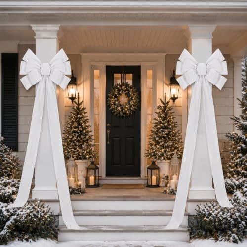 Norme 1 Pcs Ivory Extra Large Christmas Tree Topper Bow Decor - Image 2