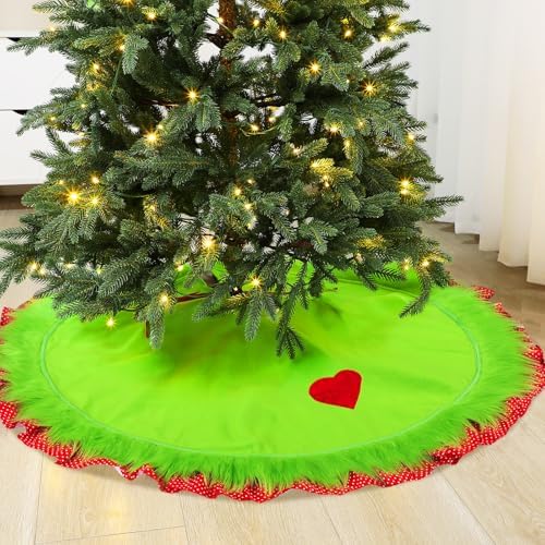 Soulchen 48 Inch Lime Green Christmas Tree Skirt Felt Tree Collar by Soulchen