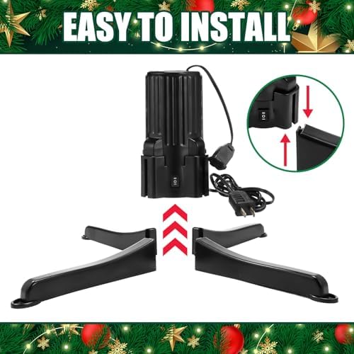 Hortsun 360-degree Rotating Christmas Tree Stand with 30' Reversible Mat for Tree up to 7.5ft, Spinning Christmas Trees Stand with 2 Settings Trunk Diameter and One Built-in Electrical Outlet - Image 6