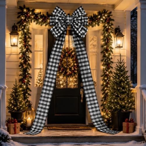 Norme 1 Pcs Black White Extra Large Christmas Tree Topper Bow Decor by Norme