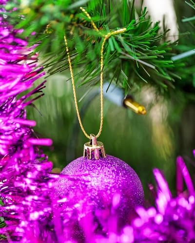 100Pcs Christmas Ornament Hooks Pre-Cut Ornaments Hanger Hanging String Ribbon Rope with Snap Fastener for Xmas Tree Party Holiday Decoration (Gold) - Image 6