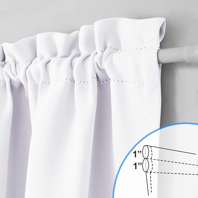 NICETOWN Sightlight French Door Curtains, Privacy Window Curtains Thermal Insulate Covering for Front Glass Kitchen Door, 12 inches x 72 inches, Pure White, 1 Panel