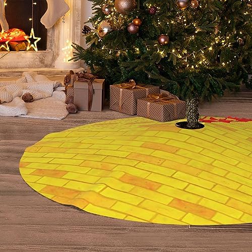 Gold Yellow Brick Funny 36 Inch Christmas Tree Skirt Carpet Mat Funny Party Decor Supplies for Xmas Halloween Decorations Occasion Ornament - Image 6