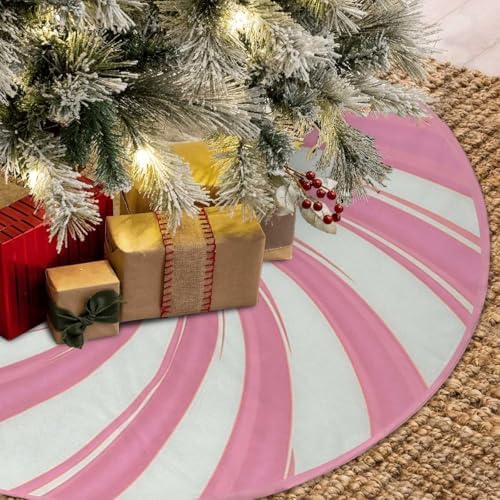 White Pink Candy Christmas Tree Skirt 30inch Vintage Xmas Decor - Image 6