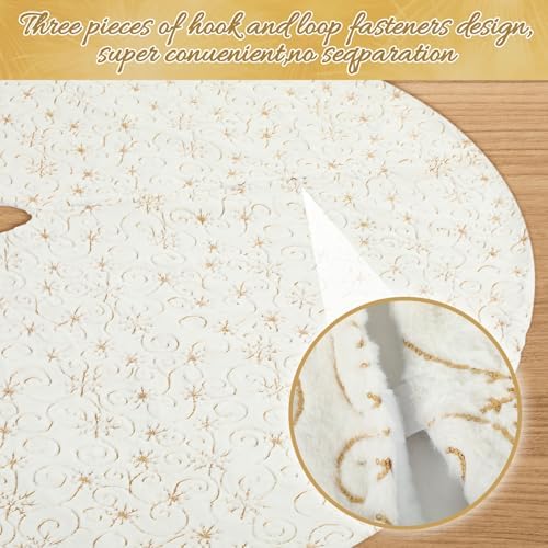 Libima Faux Fur Christmas Tree Skirt, White, 72 Inch - Image 5