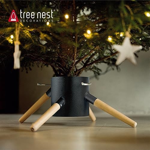 Tree Nest Christmas Tree Stand Base Xmas Modern Tree Metal Holder Stand for 10ft Real Tree Xmas Tree Decoration（Family,Black） - Image 2