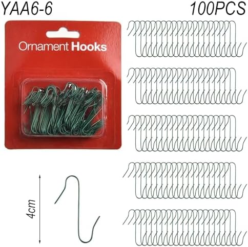 100PCS Christmas Tree Hooks Metal S-Shaped Ornament Hangers for Bauble Hanging Decoration Wires Green Gold Silver 4cm(Green) - Image 6