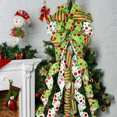 Wninbu Christmas Tree Topper, 44x13 Inches Large Bows for Christmas Tree - Image 5