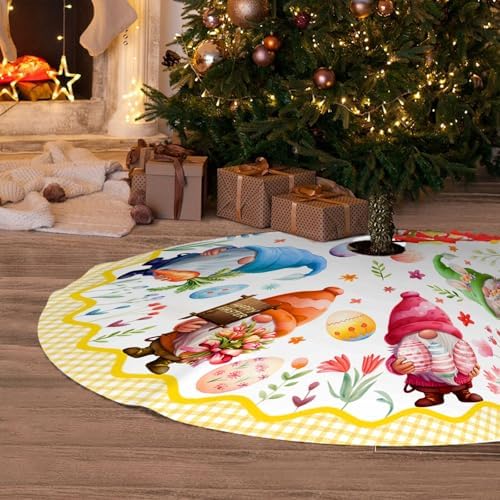 Easter Gnome Tree Skirt 36 Inch Cute Gnome Egg Decor Christmas Tree Skirt Xmas Ornament for Home Holiday Party Decoration Indoor Outdoor - Image 6