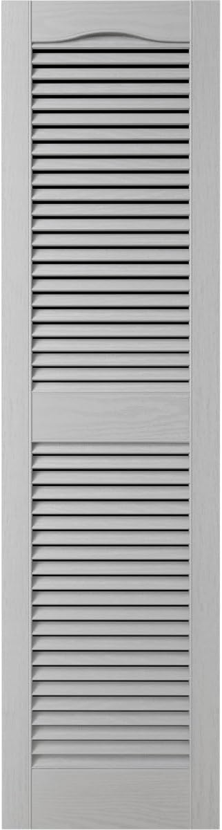 Ekena Millwork Lifetime Vinyl LL1S14X05200PG Standard Cathedral Top Center Mullion, Open Louver Vinyl Shutters, w/Installation Shutter-Lok's & Matching Screws (Per Pair), 14 1/2"W x 52"H, Paintable