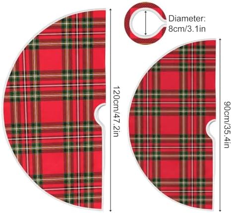 Red Green Tartan Plaid Christmas Tree Skirt Small Xmas Tree Skirts Decorations 36 in Burlap Tree Mat Cover for 4 ft Trees Holiday Party - Image 4