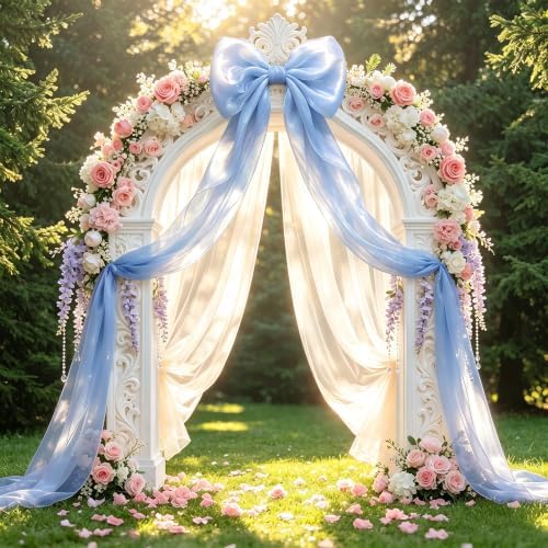 Big Satin Bow Coquette Room Decor, 16x79 Inch Large Christmas Bows for Birthday Decorations, Christmas Tree Topper, Girl Room Decor, Bachelorette, Wedding, Baby Shower, Front Door, Wreath (Blue) - Image 7