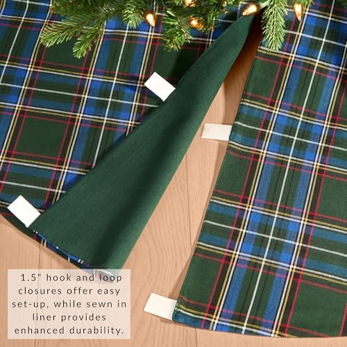 Threadmade Stowe Tartan Plaid Tree Skirt, Green - 48" W x 48" L - Image 2