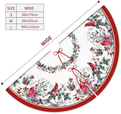 Cardinal Christmas Tree Skirt 48 Inch Poinsettia Christmas Tree Decorations - Image 3