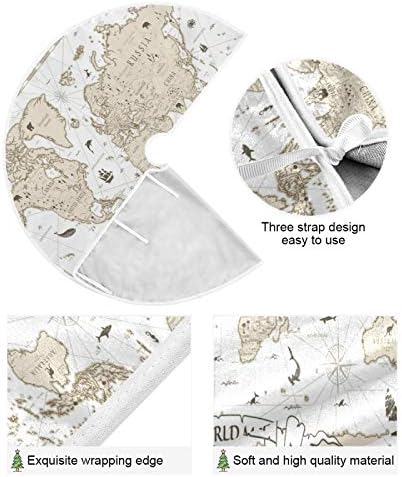 ATTX Vintage World Map Christmas Tree Skirt 47.2 inch Ornaments Xmas Tree Skirts for Christmas Holiday Decoration New Year Party - Image 2