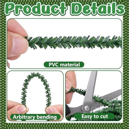 100' Christmas Artificial Pine Wire Garlands, Flexible Greenery Roping Ties - Image 3