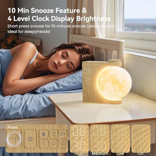 RETEYUNG Rotating Moonlight Sunrise Alarm Clock Sound Machine - Image 3