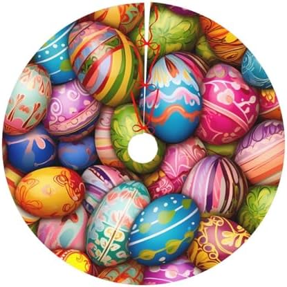 Christmas Tree Skirt, Colorful Easter Eggs Easter Spring Holiday Xmas Large Tree Mat, Party Decorations 30" inches - Image 6