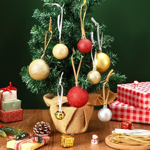 JUNEBRUSHS 150Pcs Ornament String for Christmas Tree, Adjustable Ribbon Hangers Christmas Ties String Ribbon Loops for Ornament Hanging Tree Decorations, Gold Silver - Image 5
