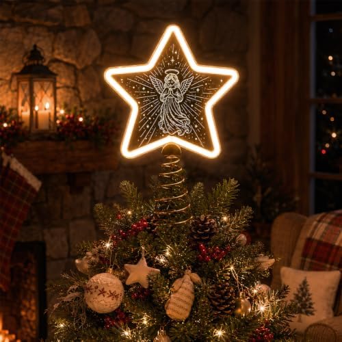 Christmas Angel Tree Topper, Warm White LED Light, USB or Battery Operated - Image 7