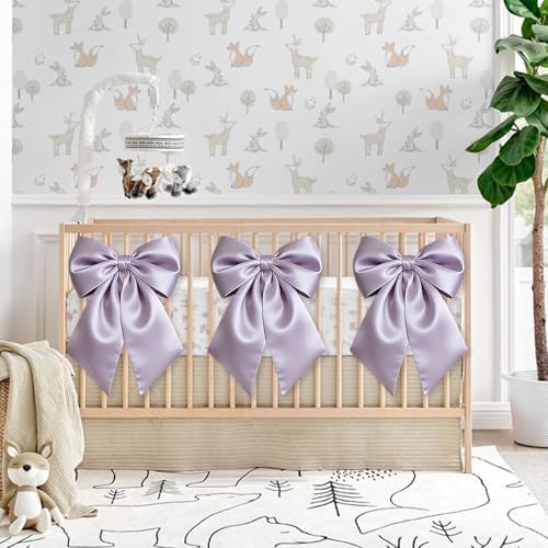 Big Purple Bows for Valentine's Day Tree Topper, 23x11 in Purple Satin Bow Decorstions for Room Hoom Wall Backdrop Room as Crib Skirt for Holiday Bow Decor Xmas (Heavyweight Satin) - Image 6