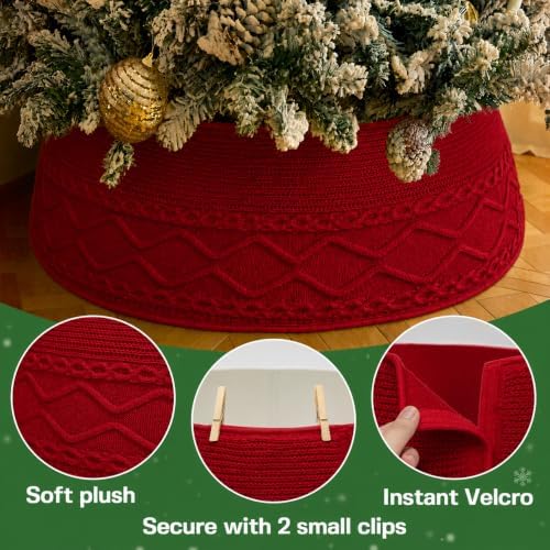 Noiclub Knit Christmas Tree Collar, Christmas Tree Skirt, Cream, 23-30 in - Image 3