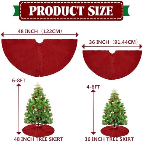 36 Inch Red Knitted Christmas Tree Skirt - Image 2