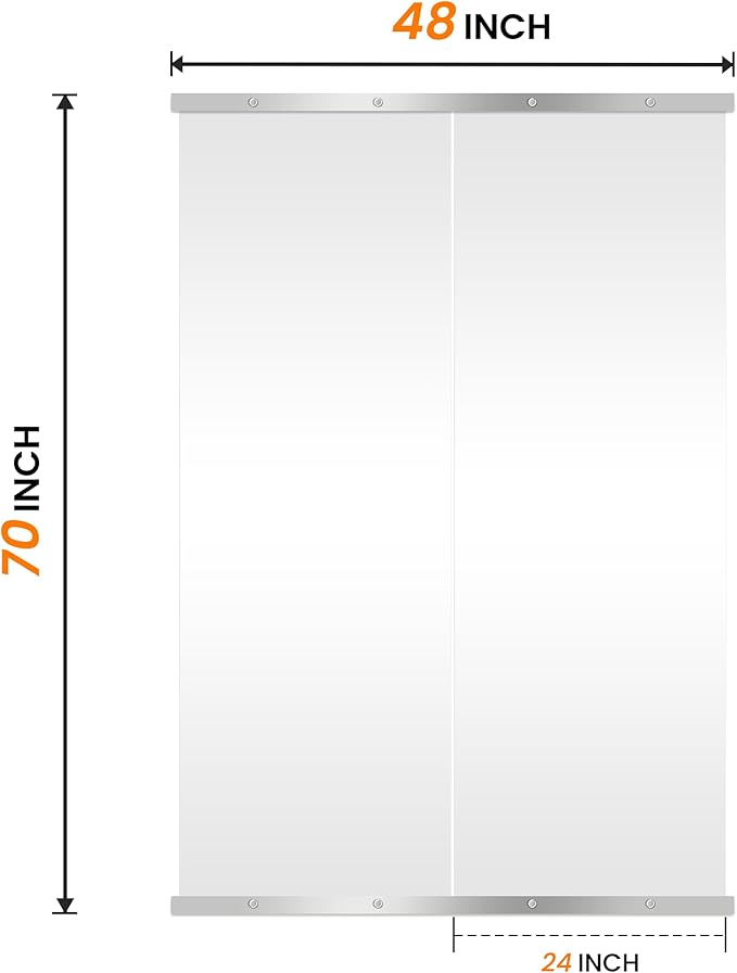 TRAHOME Home Gym Mirror for Wall, 70"x24"x2PCS Full Length Gym Mirror Frameless Wall-Mounted for Garage, Home Gym, Living Room, Bedroom(Silver)