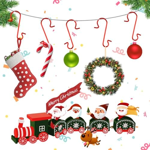 Ornament Hooks 200Pcs Red Christmas Ornament Hooks for Christmas Trees Metal Wire Christmas Tree Hooks with Storage Box 1.2" Mini Ornament Hangers Xmas Hanging Hooks for Christmas Decor Party Balls - Image 4