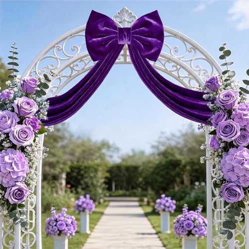 Big Purple Bow, Christmas Decorations, Velvet Christmas Tree Topper Bow, 52 x16 Inch, Giant Christmas Bow Decorations for Tree, Wedding, Birthday, Wreath, Door, Wall Decor (Dark Purple) - Image 7