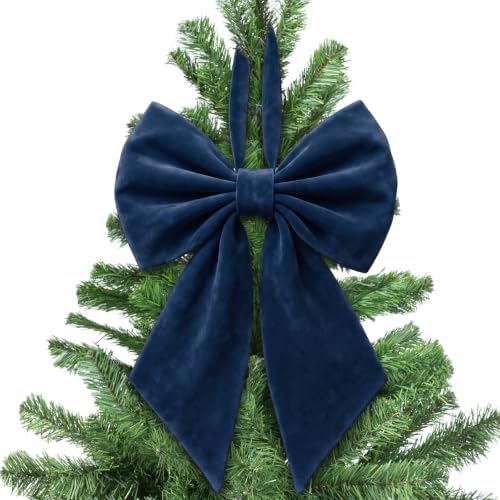 Janinka Navy Blue Christmas Tree Topper Bow 22" Big,Velvet by Janinka