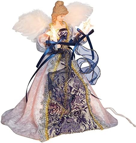 12-Inch UL 10-Light Delft Blue with Gold Angel Tree Topper - Image 2