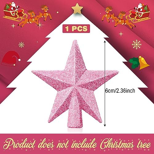 Hanaive Christmas Tree Topper Mini Star Small,Pink,2.36 Inch,Glitter - Image 2