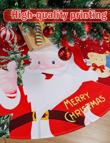 Multiwins 48 Inch Red Santa Claus with Snowflake Christmas Tree Skirt for Holiday Party Christmas Decorations - Image 5