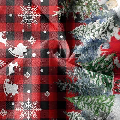 Red Buffalo Plaid with Truck Christmas Tree Skirt 48 Inches - Image 6