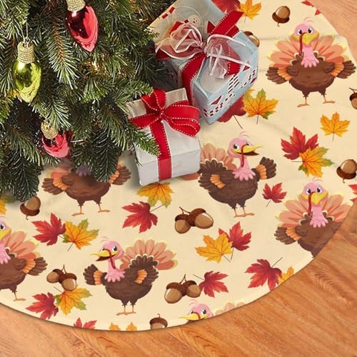 Happy Thanksgiving Day Turkey Pumpkin Christmas Tree Skirt 30" for Xmas Halloween New Year Holiday Party Home Tree Mat Decor Ornaments Decoration - Image 3