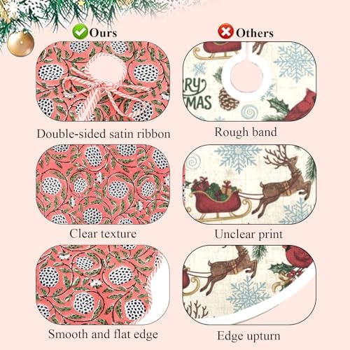 Ridhi Dark Salmon Hand Block Print Cotton Christmas Tree Skirt 60 Inch - Image 4