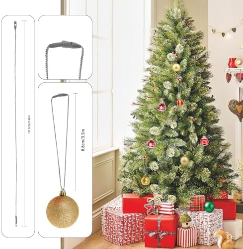 Christmas Hooks for Ornaments, 200 PCS Silver Christmas Ornament String Ribbon Hangers with Snap Hanging Ropes Hooks Cords Locking Xmas Holiday Tree Decorations Toddler Proof Adjustable Pendant - Image 3