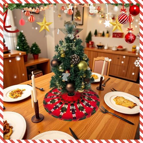 15 Inch Mini Christmas Tree Skirt, Marching Nutcrackers - Image 4