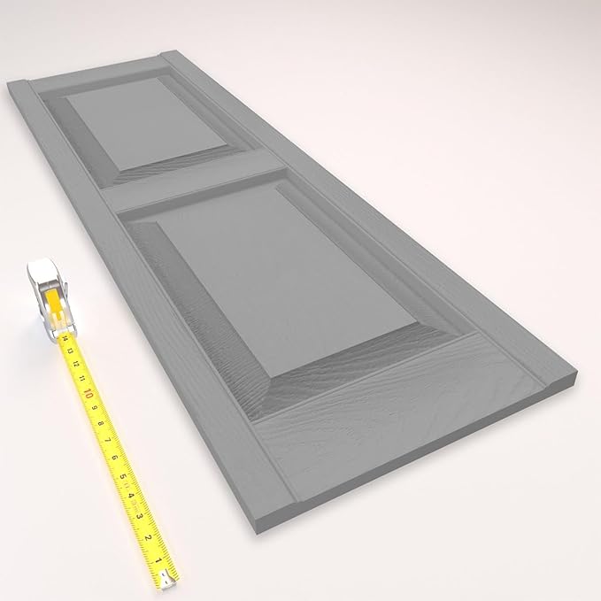 Ekena Millwork Lifetime Vinyl LP2S12X04300PG Standard Two Equal Panel Vinyls, Raised Panel Vinyl Shutters, w/Installation Shutter-Lok's & Matching Screws (Per Pair), 12"W x 43"H, Paintable