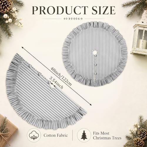 Sosation 48 Inch Christmas Tree Skirt Black White Striped - Image 2